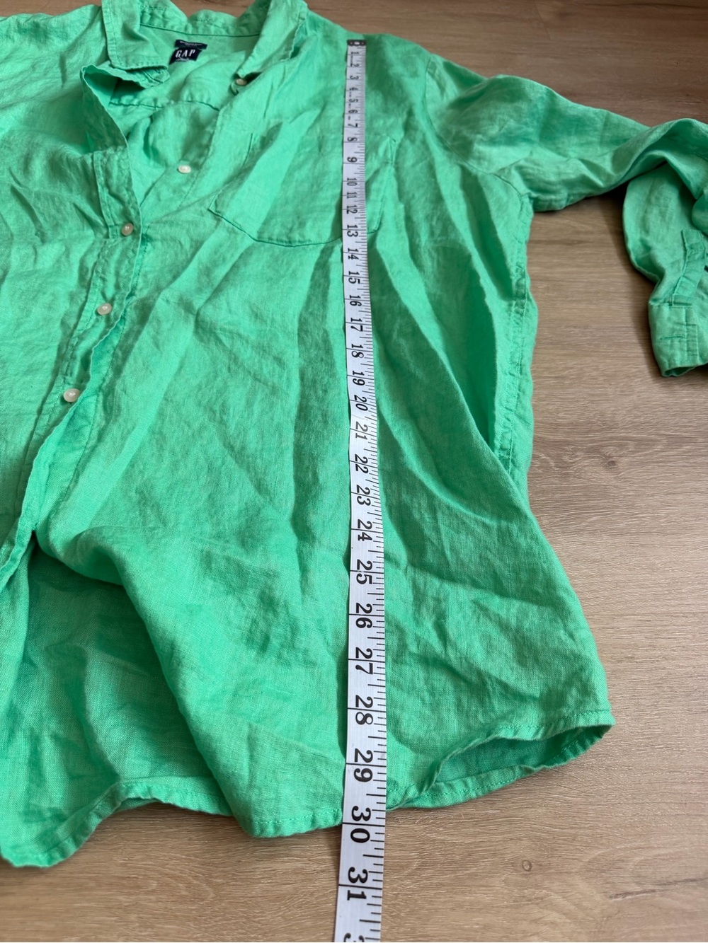 Gap Women's Linen Boyfriend Shirt Green SZ XXL Minimalist Effortless Resortwear - Picture 6 of 8